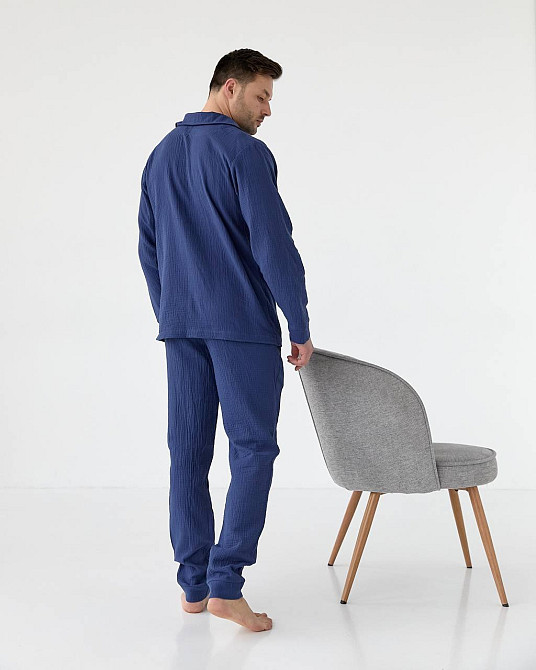 Чоловіча піжама муслінова Синій S Харків - фото 4