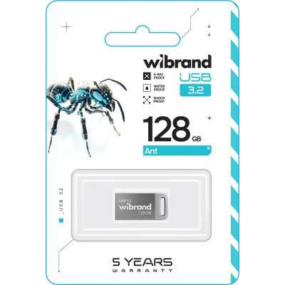 USB флеш накопитель Wibrand 128GB Ant Silver USB 3.2 Gen 1 (USB 3.0) (WI3.2/AN128M4S) Винница - изображение 2