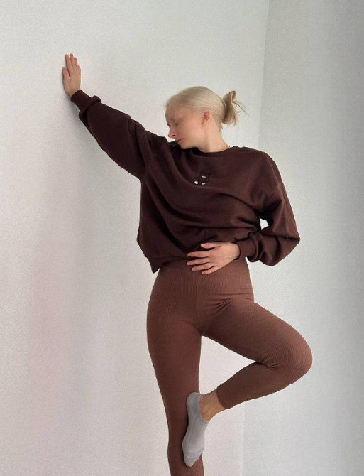 Женские теплые лосины в рубчик Мокко 42/44 Харьков - изображение 1