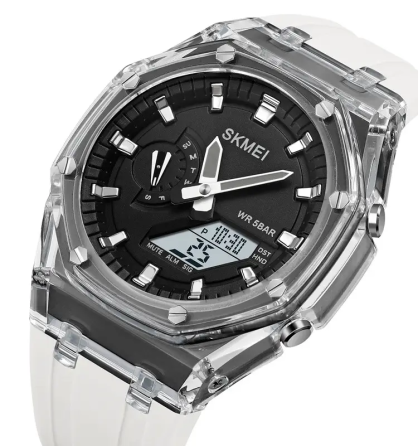 Годинники чоловічі спортивні Skmei 2100 (Білий з чорним циферблатом) Київ