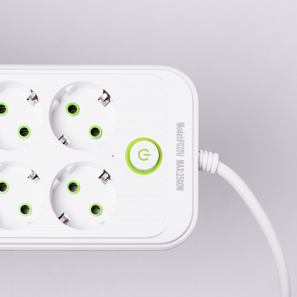 Мережевий фільтр подовжувач на 8 розеток з 3 USB 1 Type-C та кнопкою відключення F20U 2.8 м Білий HP-5-27 Київ - фото 13