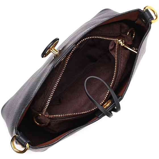 Женская сумка с оригинальной застежкой пуговкой из натуральной кожи Vintage 22319 Черная Киев