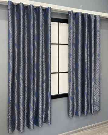 Комплект коротких штор VR-Textil Жакард Mystery № 1627ш Сірий з темно-синім 140х170 см 2 шт (35-0421) Київ