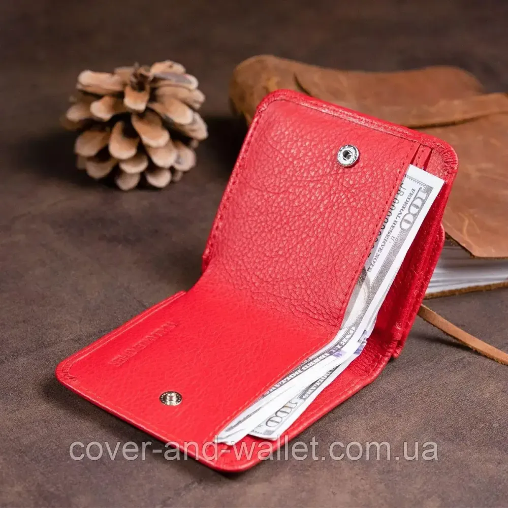 Маленький женский кошелёк на кнопке красного цвета из натуральной кожи ST Leather 005 Киев - изображение 7