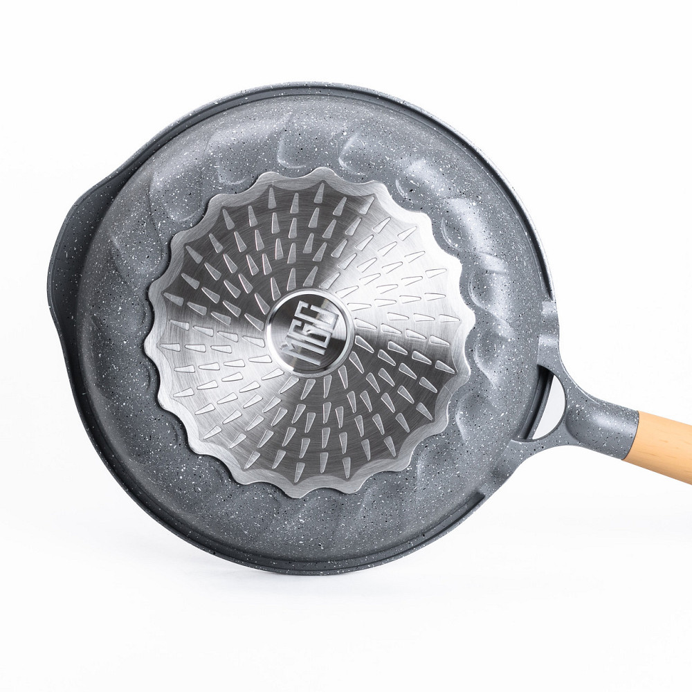 Сковорода 28 см с мраморным покрытием, 2,8 л, серая Киев - изображение 3