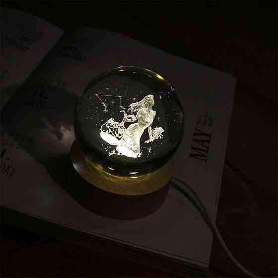 3D-кришталева куля з лазерним гравіюванням знака зодіаку Терези 6 см Луцк