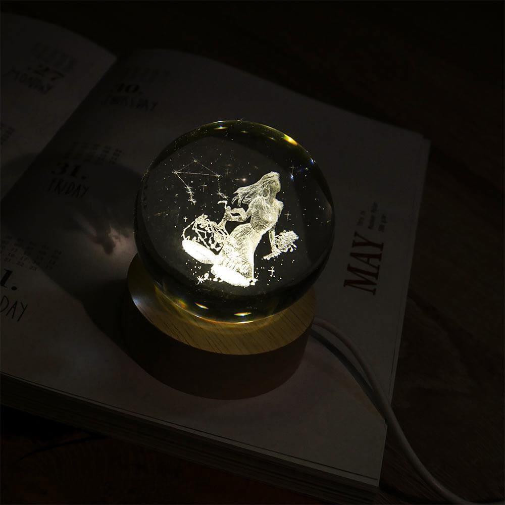 3D-кришталева куля з лазерним гравіюванням знака зодіаку Терези 6 см Луцьк - фото 2