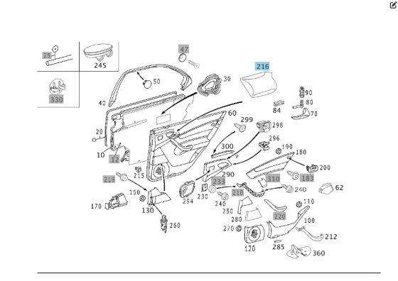 Mercedes-Benz  A2207374588 9B51 Накладка внутрішньої ручки відкриття задніх лівих дверей колір антрацит S-class short W220 Одеса