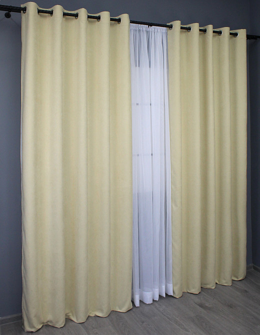 Комплект штор на люверсах VR-Textil Мікровелюр SPARTA № 844ш Кремовий 150х250 см 2 шт (37-0006) Київ - фото 5