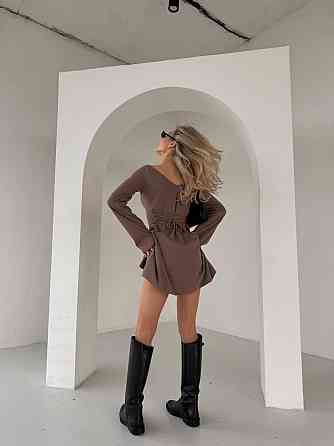 Женская романтичная теплая мини-платье из ангоры-рубчик Мокко, 42/44 Одесса