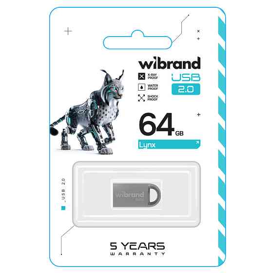 Флешка flash Wibrand USB 2.0 Lynx 64Gb Silver WI2.0 / LY64M2S Одеса
