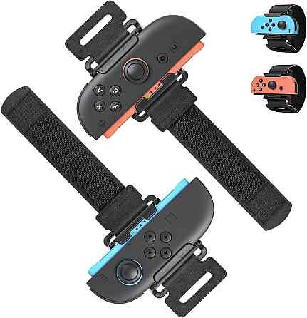 Ремешки для запястья Joy‑Con для Switch 2/1/OLED, регулируемые 2 шт, черные, совместимы с Just Dance 2021‑2026 Киев