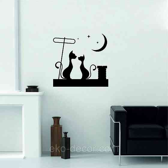 Декоративное настенное 3D Панно «Коты» Декор на стену с объемом 70*70 см, Черный Киев