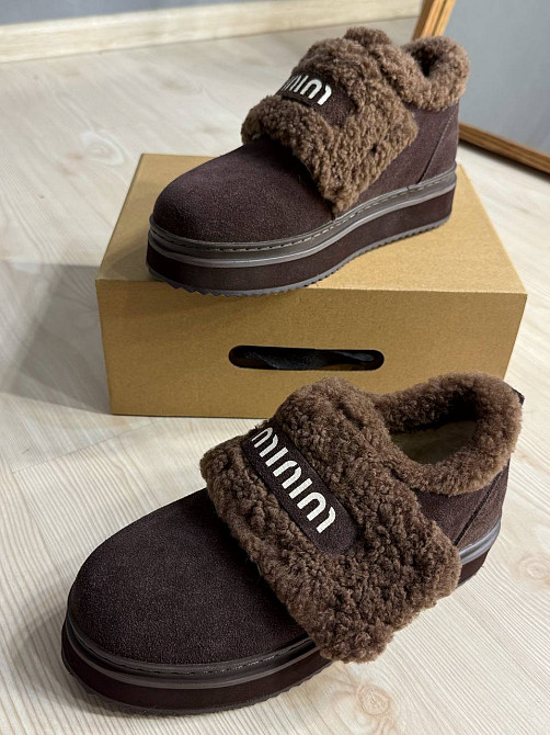 Черевики жіночі Hengji 88-6 на хутрі з липучкою замшеві коричневі, 36, 23 см Київ - фото 1