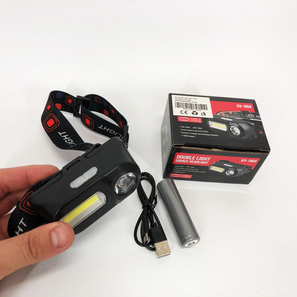 Ліхтар на голову для туристів 1804-XPE+COB, Налобний ліхтарик з захистом від вологи CH-39 Львів - фото 2