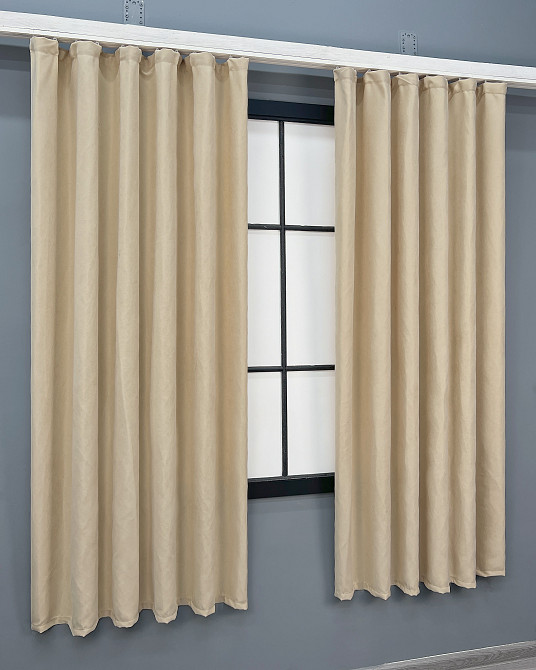 Комплект коротких штор VR-Textil Микровелюр Petek № 1826ш Бежевый 140х170 см 2 шт (35-0435) Киев - изображение 3