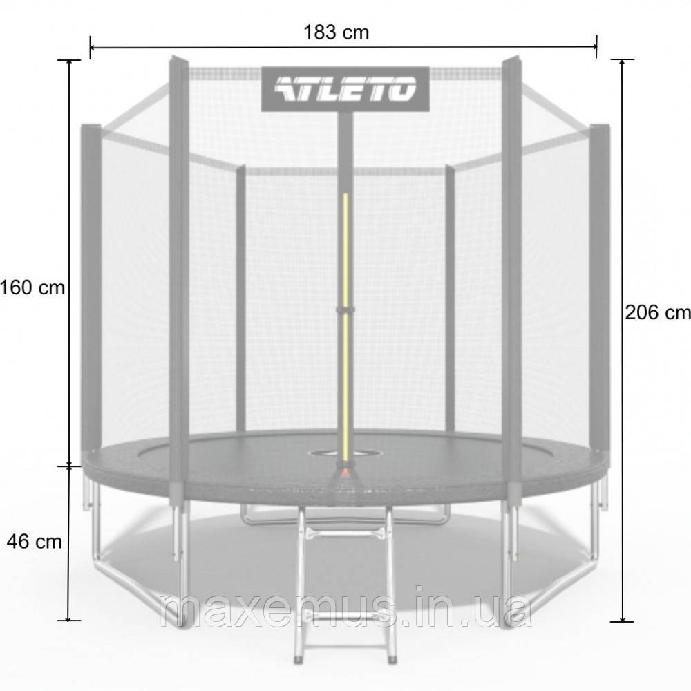 Детский батут с защитной сеткой и лестницей Atleto 183 см (6 ft) Черный | Гарантия 2 года + Подарок Мостиська - фото 9