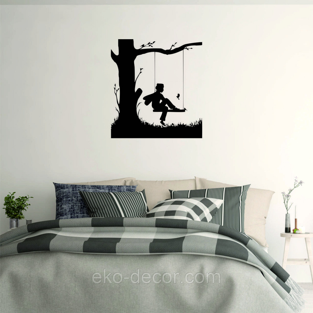 Декоративне настінне Панно «Мальчик на гойдалці» Декор на стіну 90*83 см, Чорний Київ - фото 7