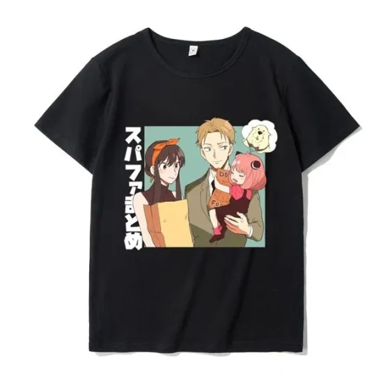 Футболка для хлопчика з аніме принтом Сім'я Шпіона оверсайз (зріст від 165 до 180) Чорний AnimeT1157m Дніпро