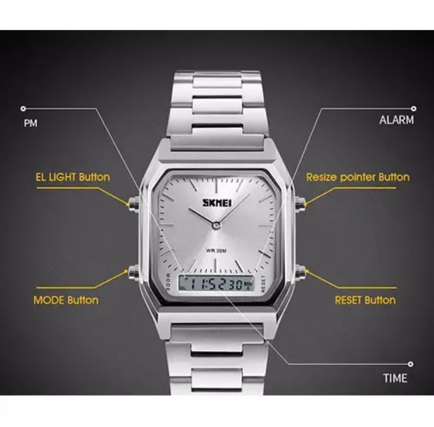 Наручний чоловічий годинник Skmei 1220 Tango Сріблисті Київ - фото 3