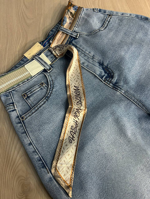 Шорти жіночі джинсові Vindasion 4059 бермуди подовжені з поясом-хусткою блакитні, блакитний, 25, 25, 65 см, 98 см Київ - фото 18