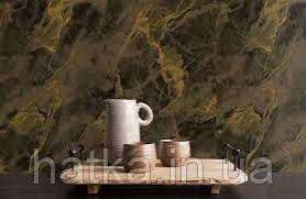 Шпалери метрові вінілові на флізелін AdaWall Beta метрові 3д під мармур темно коричневі з чорним золотавим Київ - фото 2