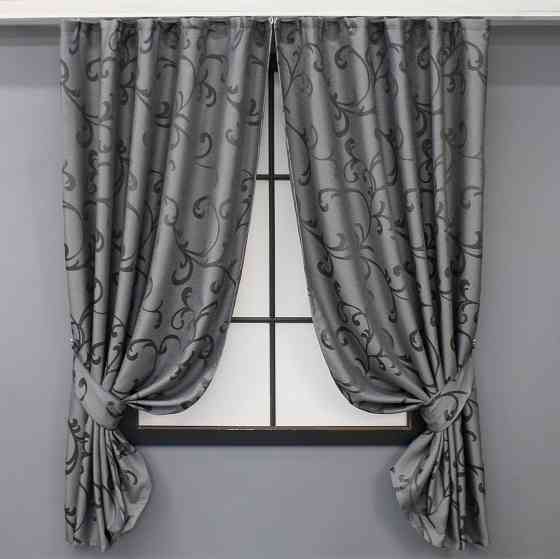 Комплект коротких штор VR-Textil Жаккард Allure № 1618ш Серый 130х170 см 2 шт (35-0270) Киев