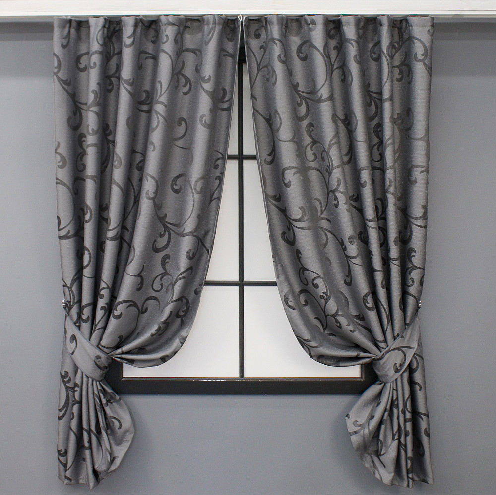 Комплект коротких штор VR-Textil Жаккард Allure № 1618ш Серый 130х170 см 2 шт (35-0270) Киев - изображение 1