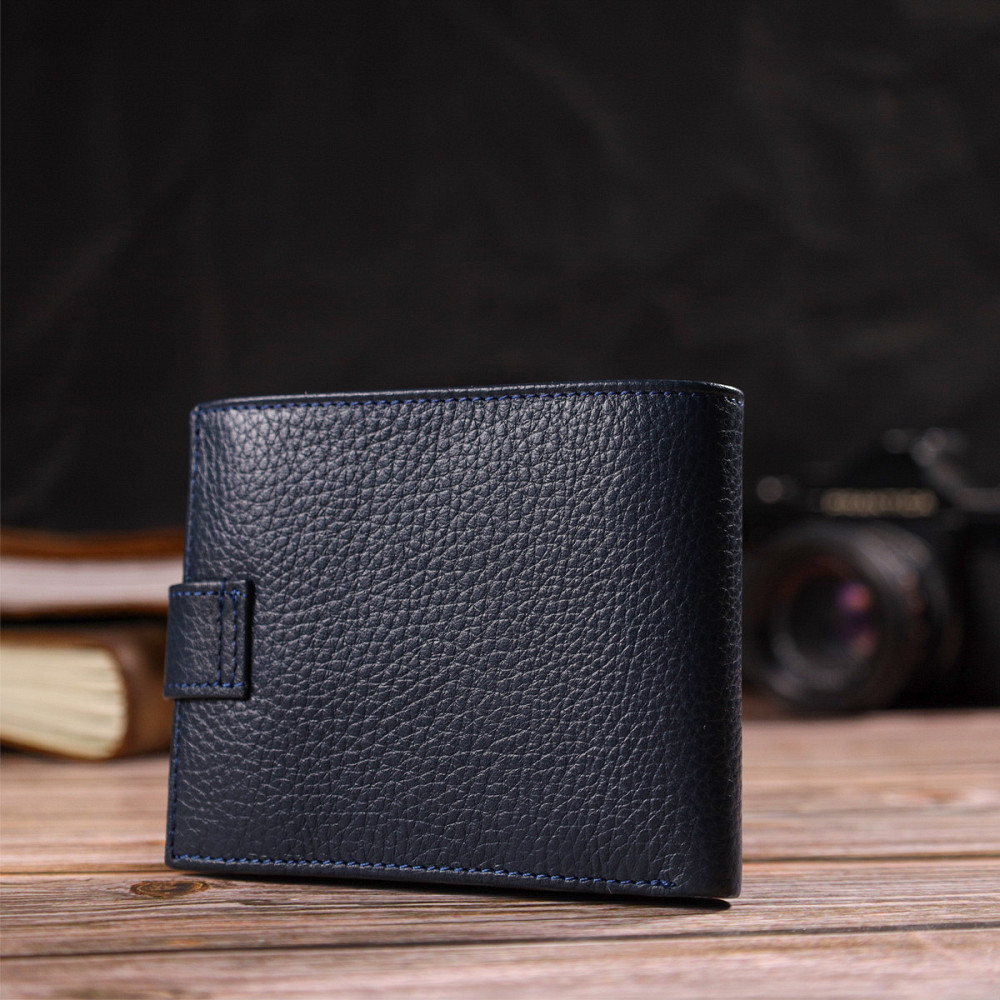 Привлекательный горизонтальный кошелек для мужчин из натуральной кожи флотар Синий (CANPELLINI) Киев - изображение 3