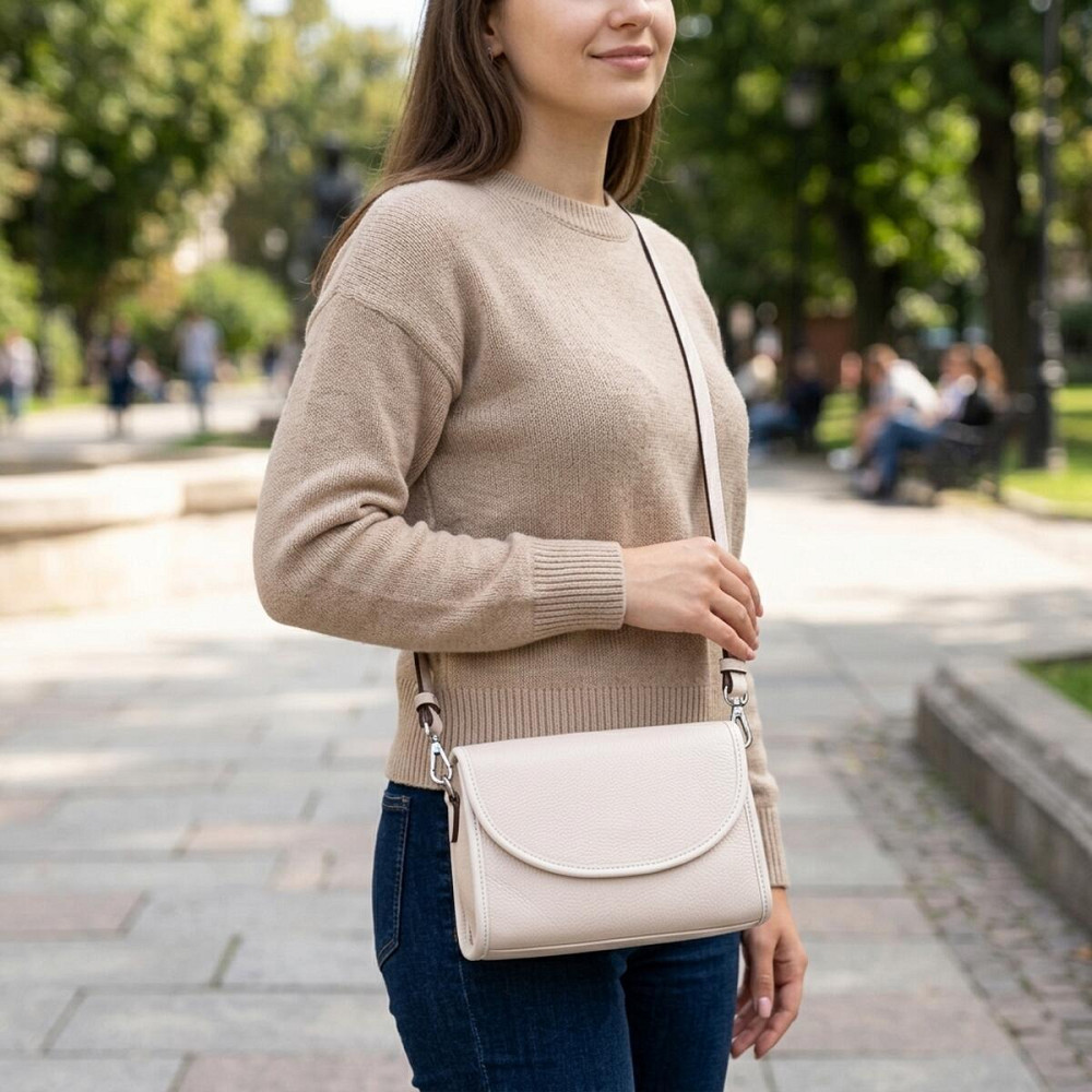 Женская кожаная сумка с полукруглым клапаном Vintage 22258 Белая Киев - изображение 12