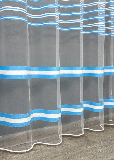 Тюль фатин смуги Колір блакитний з білим 1776т Київ - фото 5