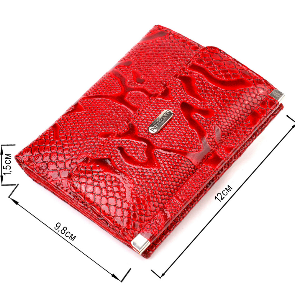 Превосходный кошелек для женщин среднего размера из натуральной кожи с тиснением под рептилию CANPELLINI 21818 Красный Киев - изображение 8