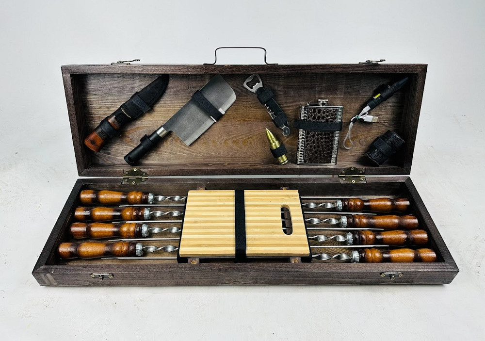 Подарунковий набір шампурів у дерев'яному кейсі ГРІЗЛІ HAPPY DAYS Тернопіль - фото 1