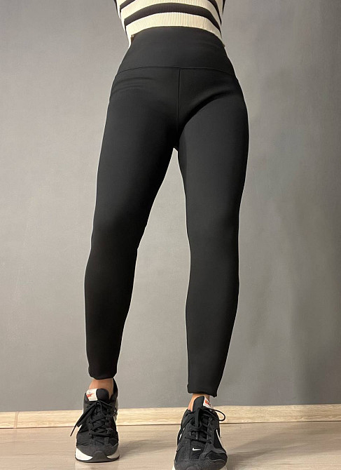 Лосины женские Kenalin W-14 утепленные корректирующие с широким поясом на меху с мембран вставками черные, черный, 3XL Киев - изображение 1