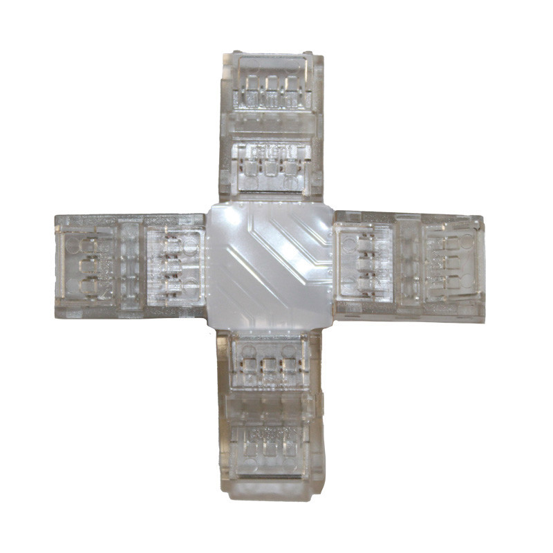 Коннектор X-образный 10 мм лента-лента RGB IP65, прозрачный Днепр - изображение 1