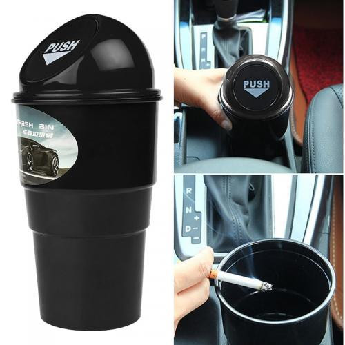 Автомобильное мусорное ведро в подстаканник с крышкой, ABS пластик, 20×9.8 см, черное Одесса - изображение 5