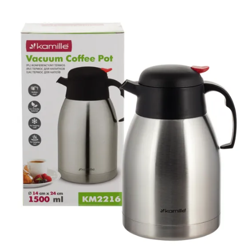 Термос "конференція" 1500мл з пластик.кришкою нержавіюча сталь Конференція KAMILLE 2216 Житомир - фото 9