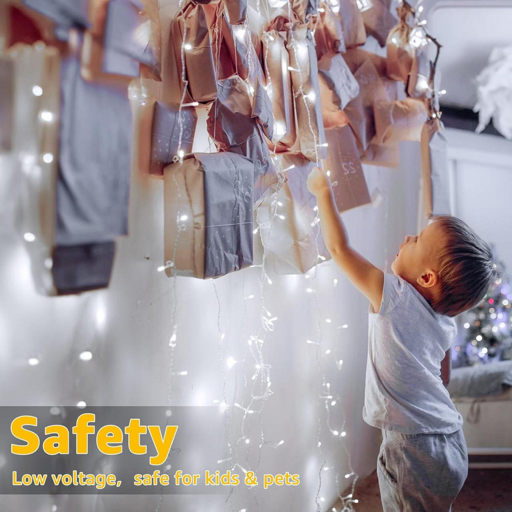 Світлодіодна гірлянда ZeMu Fairy Lights 10 м, 100 LED, холодне біле світло, IP44, на батарейках, для дому та вулиці Київ - фото 13
