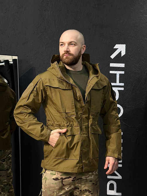 Чоловіча армійська куртка койот ріп-стоп з водозахистом манжетами липучками Львів - фото 2