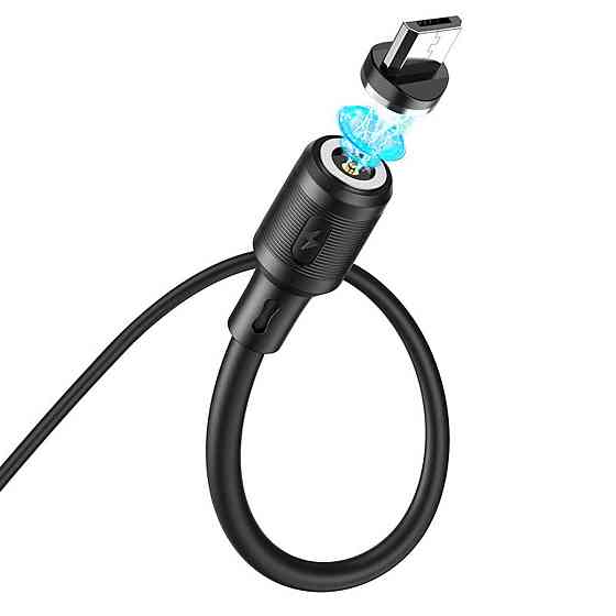 Кабель HOCO X52 USB - Micro 2.4A, 1m, PVC, PVC конектори, magnetic, колір чорний 6931474735539 Одеса