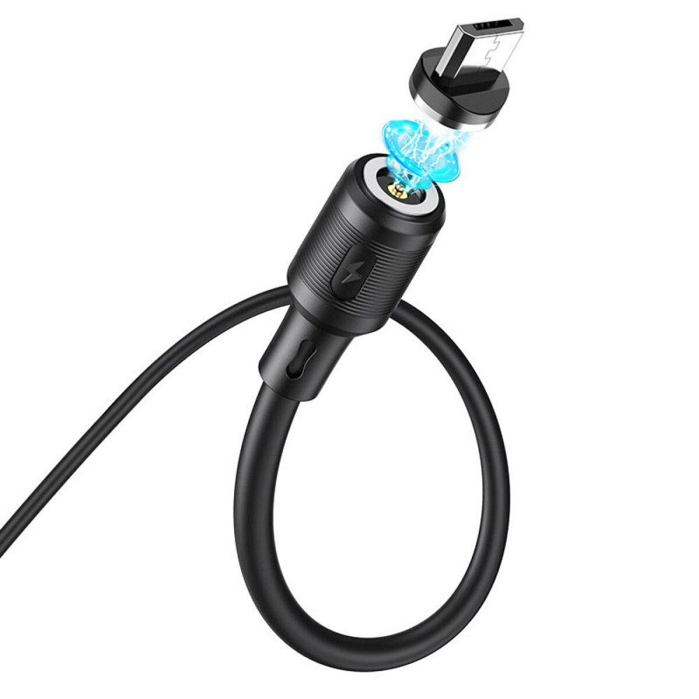 Кабель HOCO X52 USB - Micro 2.4A, 1m, PVC, PVC конектори, magnetic, колір чорний 6931474735539 Одеса - фото 6