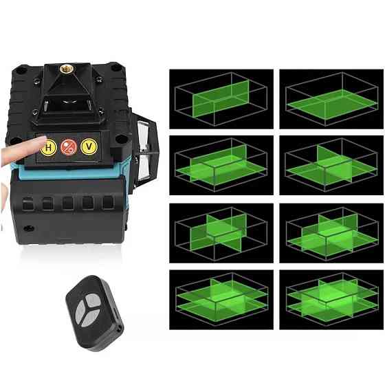 Лазерний рівень 4D на 16 ліній зі штативом і пультом, в кейсі / Лазерний нівелір / Лінійний нівелір Київ