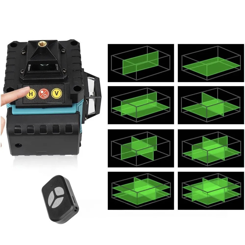 Лазерний рівень 4D на 16 ліній зі штативом і пультом, в кейсі / Лазерний нівелір / Лінійний нівелір Київ - фото 4