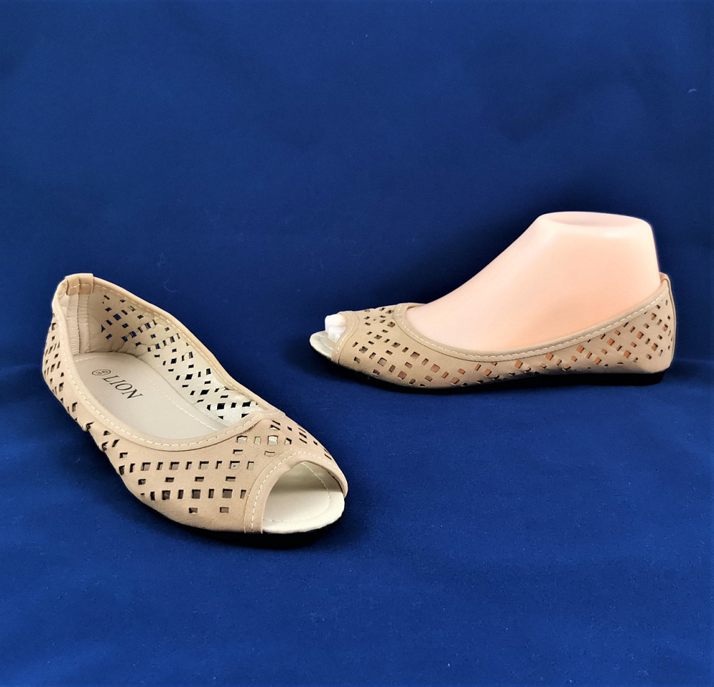 .Женские Летние Балетки с Открытым Носиком Бежевые Мокасины Туфли (размеры: 36,37,38,39) - 05-6 Днепр - изображение 6