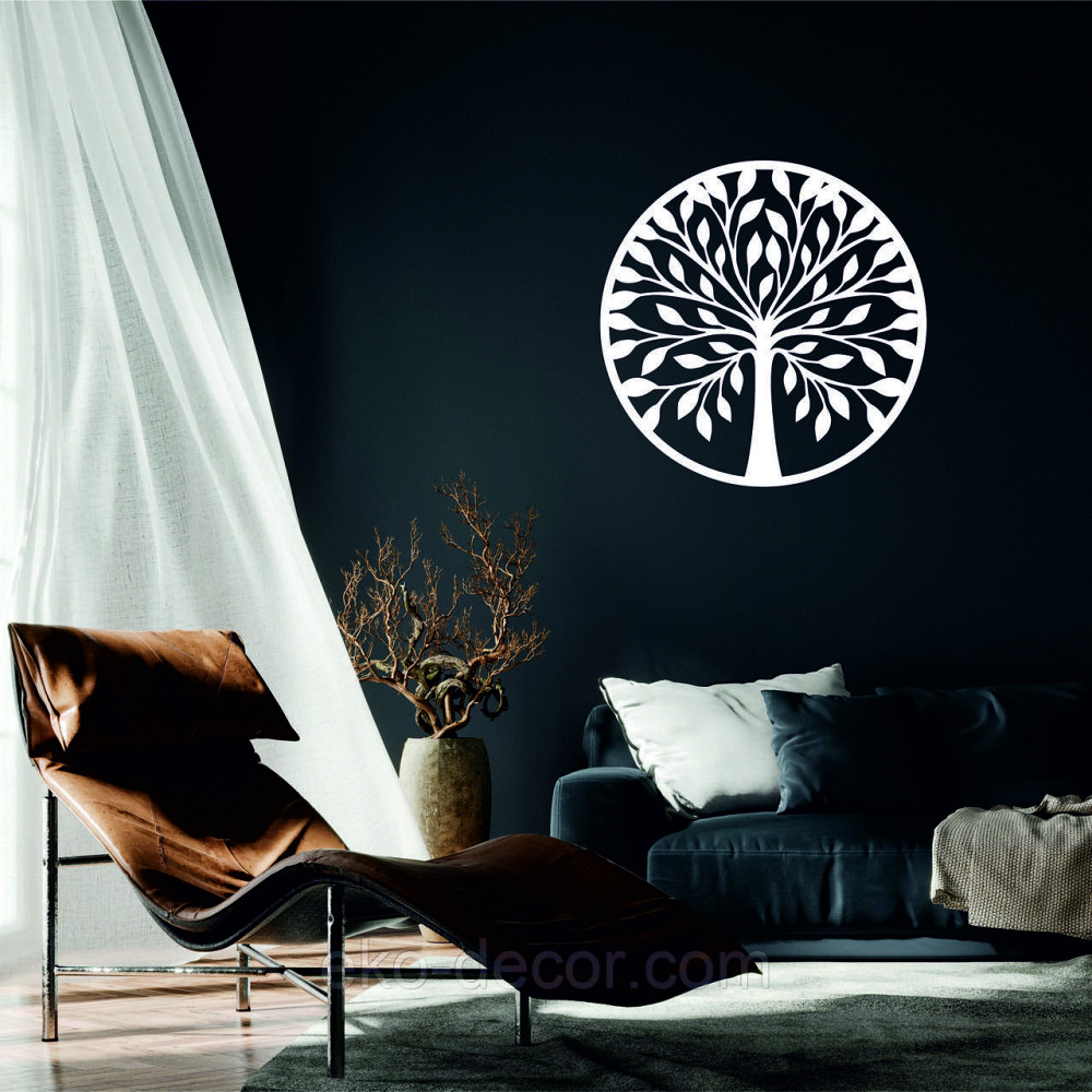 Декоративное настенное 3D Панно «Дерево в кругу» Декор на стену с объемом 90*90 см, Белый Киев - изображение 1