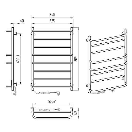Електрична рушникосушка Laris Зебра Комфорт ЧК8 500Х800 Е чорна Київ