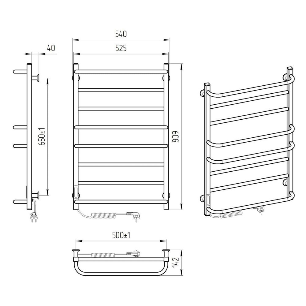 Електрична рушникосушка Laris Зебра Комфорт ЧК8 500Х800 Е чорна Київ - фото 5