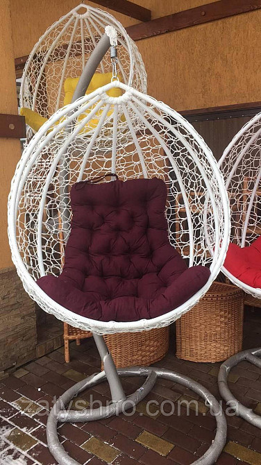 Біле крісло кокон з м'якою подушкою Київ - фото 3