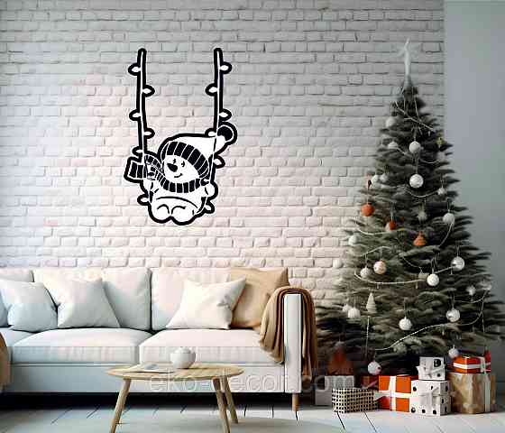 Декоративное настенное Панно «Снеговик», Декор на стену 110*70 см, Белый Киев