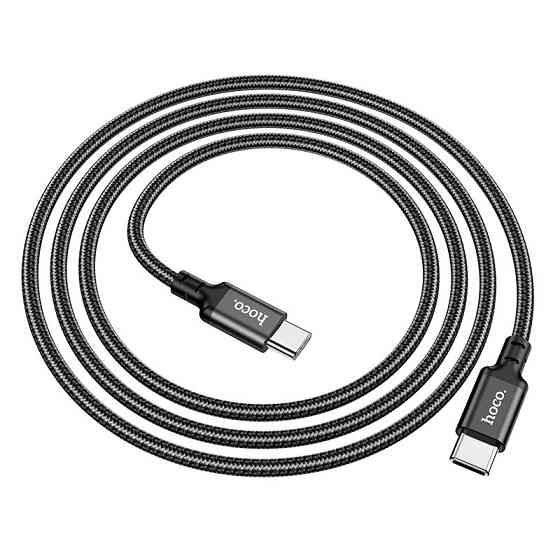 Кабель HOCO X14 Type-C to Type-C 60W, 1m, nylon, aluminum connectors, Black Київ